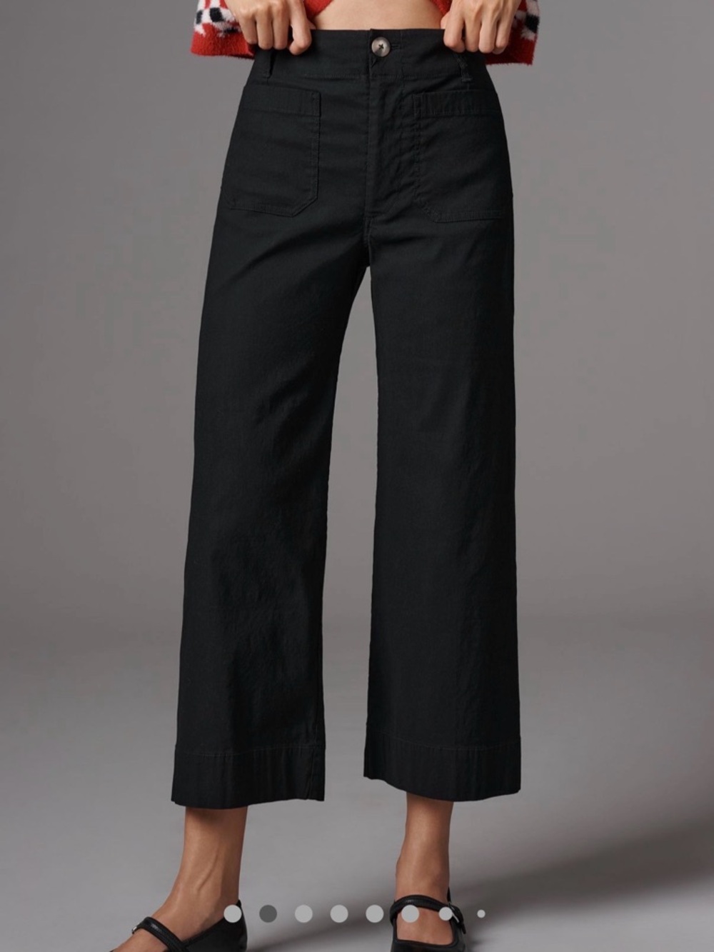 Anthropologie Black Cropped Collette Wide-Leg Pants